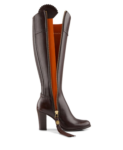 Regina High Heeled Boot - Mahogany Leather