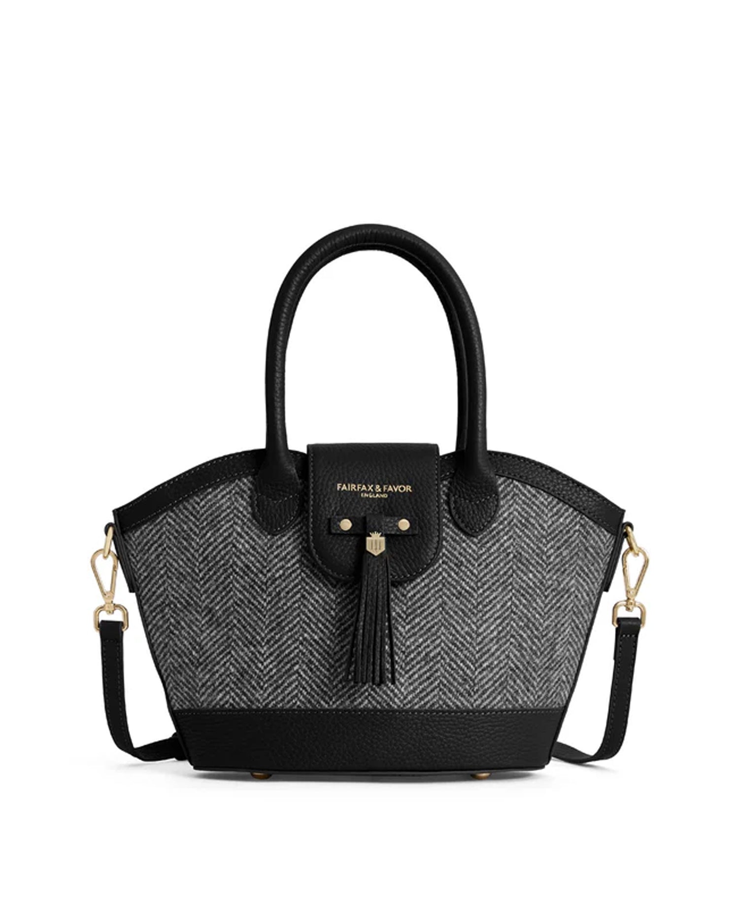 Mini Windsor Tote - Herringbone Black Leather