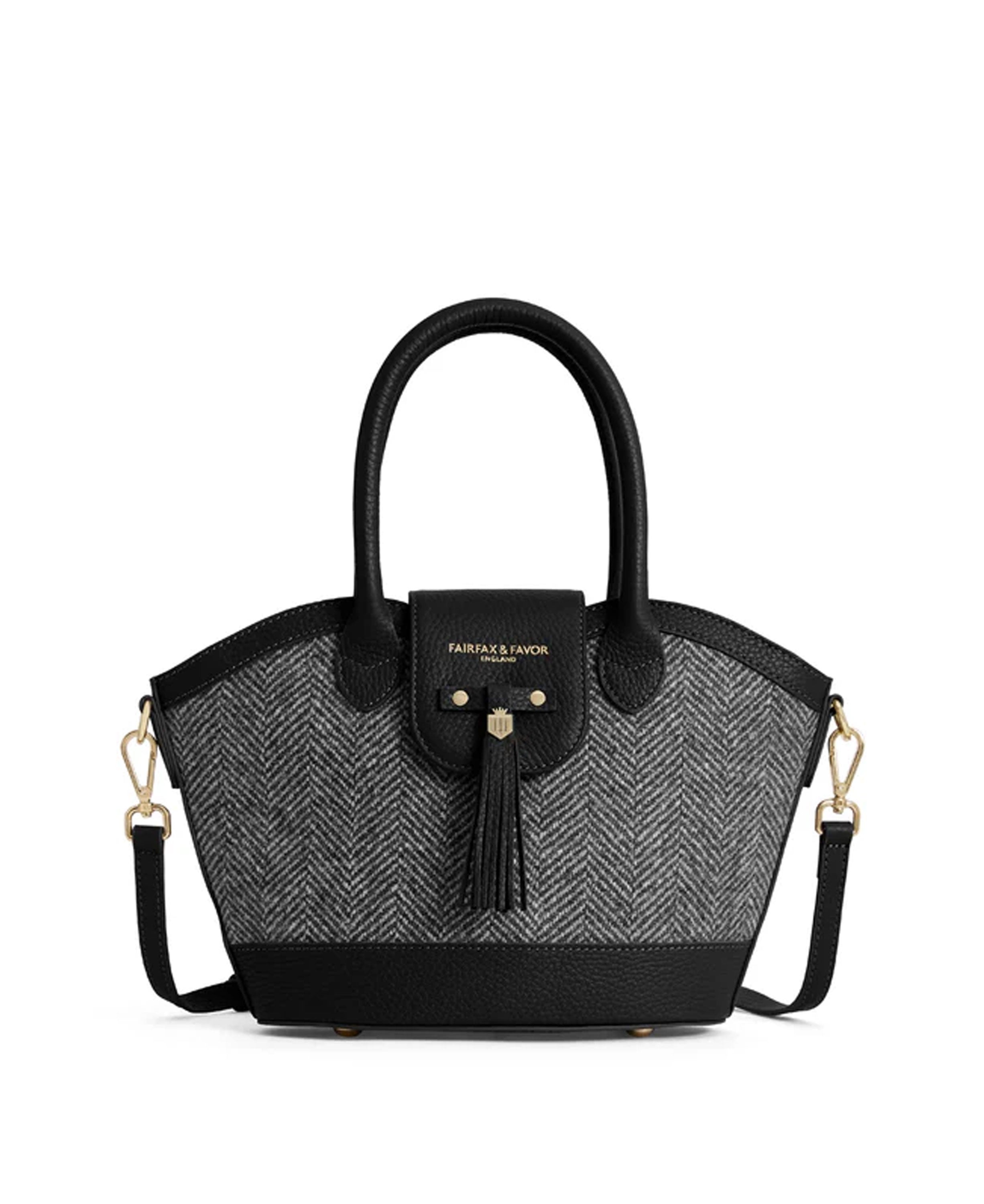 Mini Windsor Tote - Herringbone Black Leather