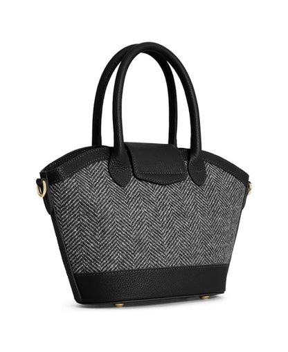 Mini Windsor Tote - Herringbone Black Leather
