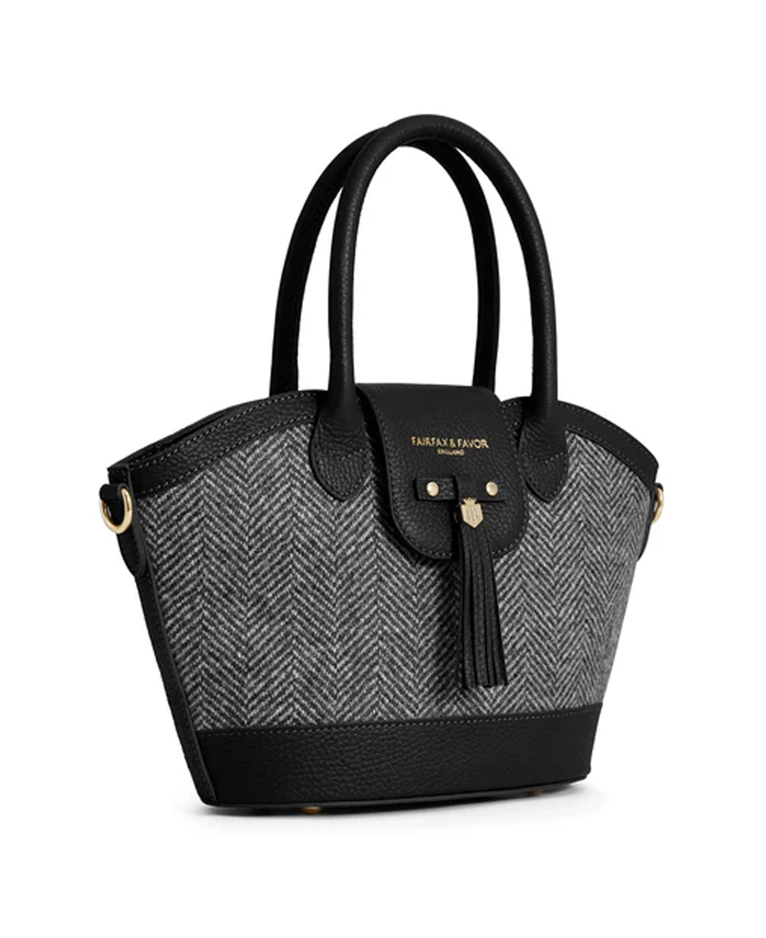 Mini Windsor Tote - Herringbone Black Leather