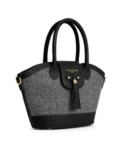Mini Windsor Tote - Herringbone Black Leather