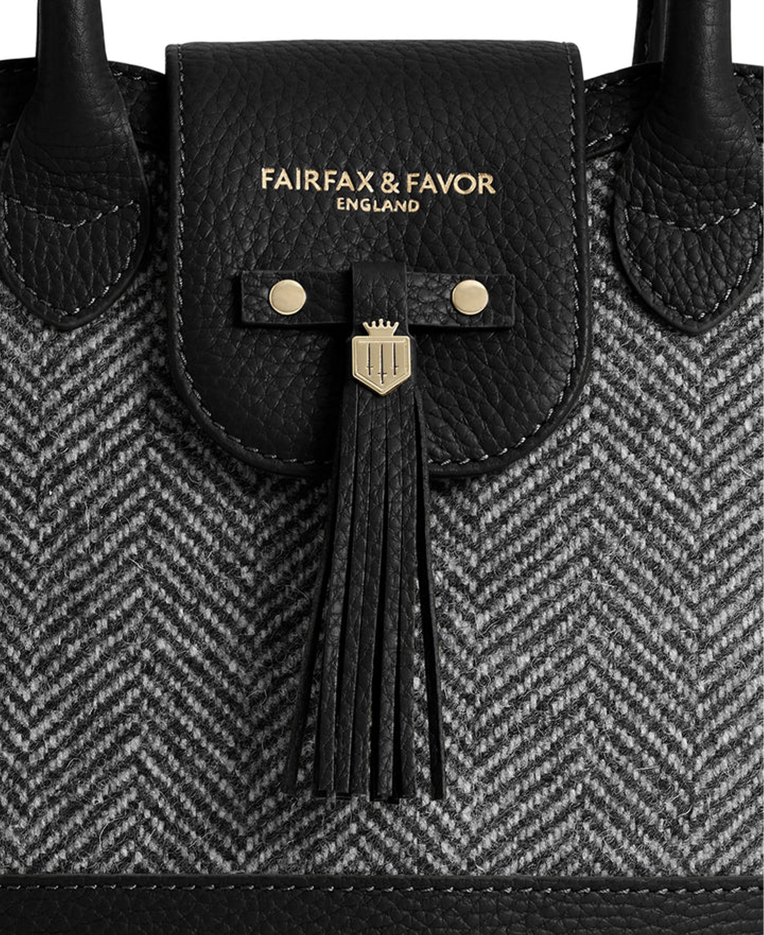 Mini Windsor Tote - Herringbone Black Leather