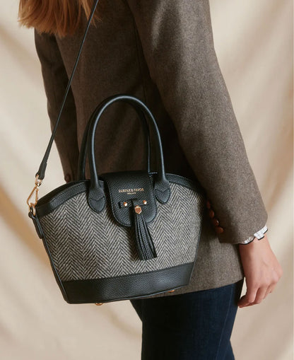 Mini Windsor Tote - Herringbone Black Leather