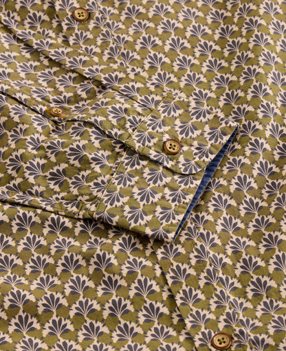 Finsbury Fan Geo Print Shirt - Green Print
