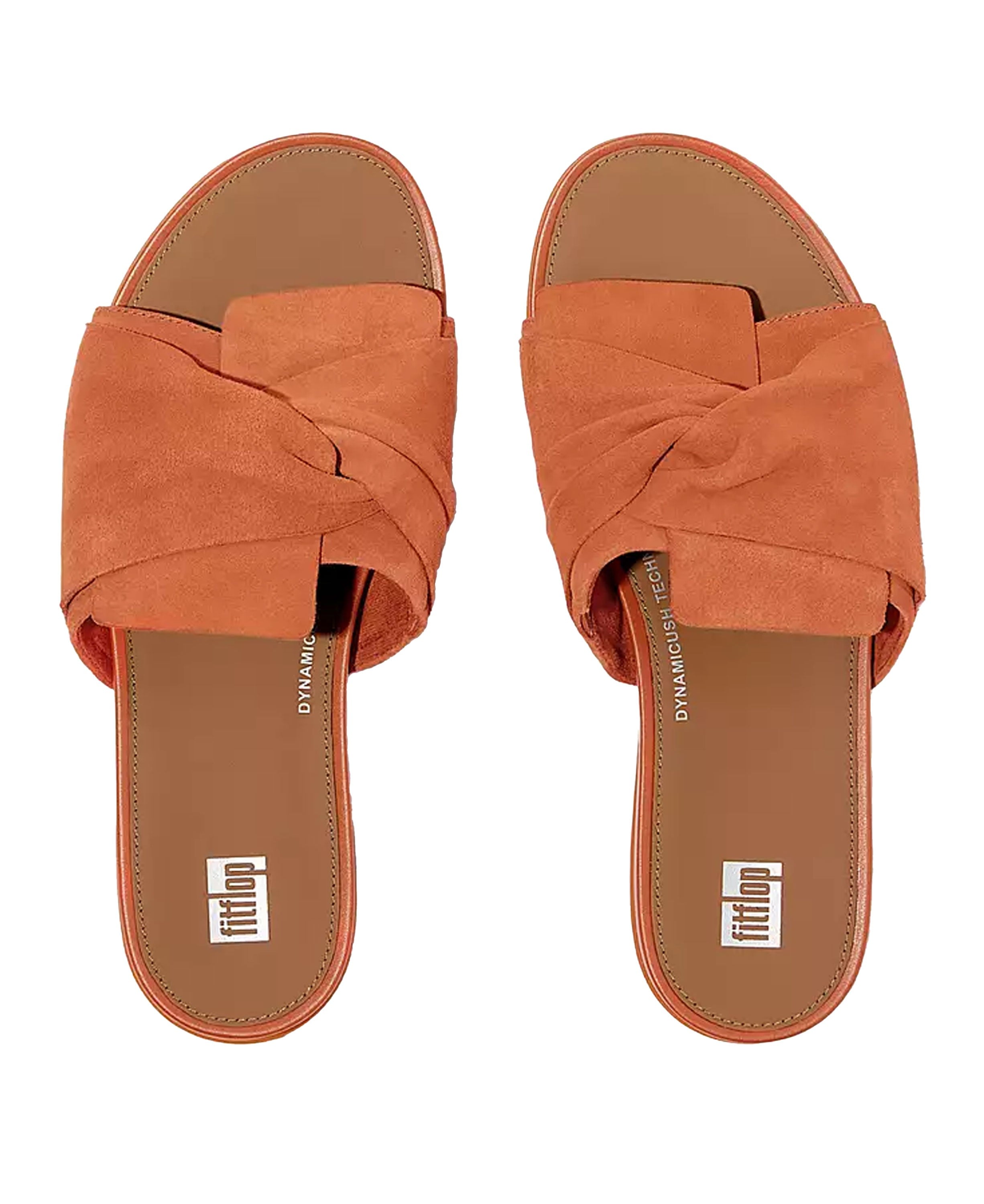 Landmark | Fitflop Gracie Soft-Twist Suede Slides in Satsuma