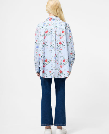 Floral Stripe Printed Long Sleeve Shirt - Floral Multi