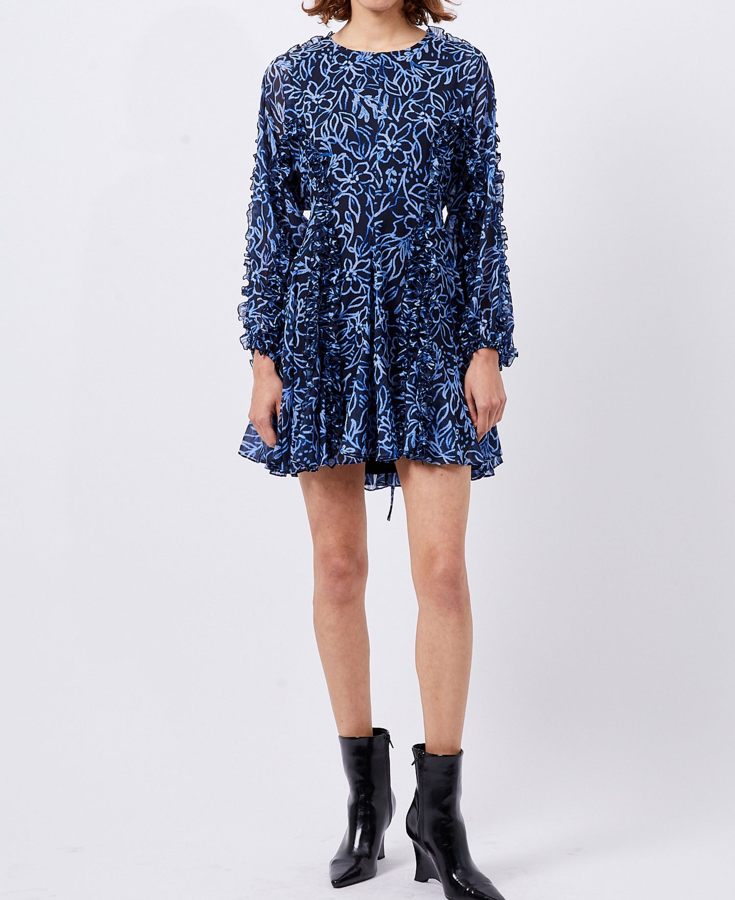 Anna Emina Chiffon Dress - Navy Multi