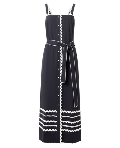 Cambria Cotton Ricrac Dress - Black