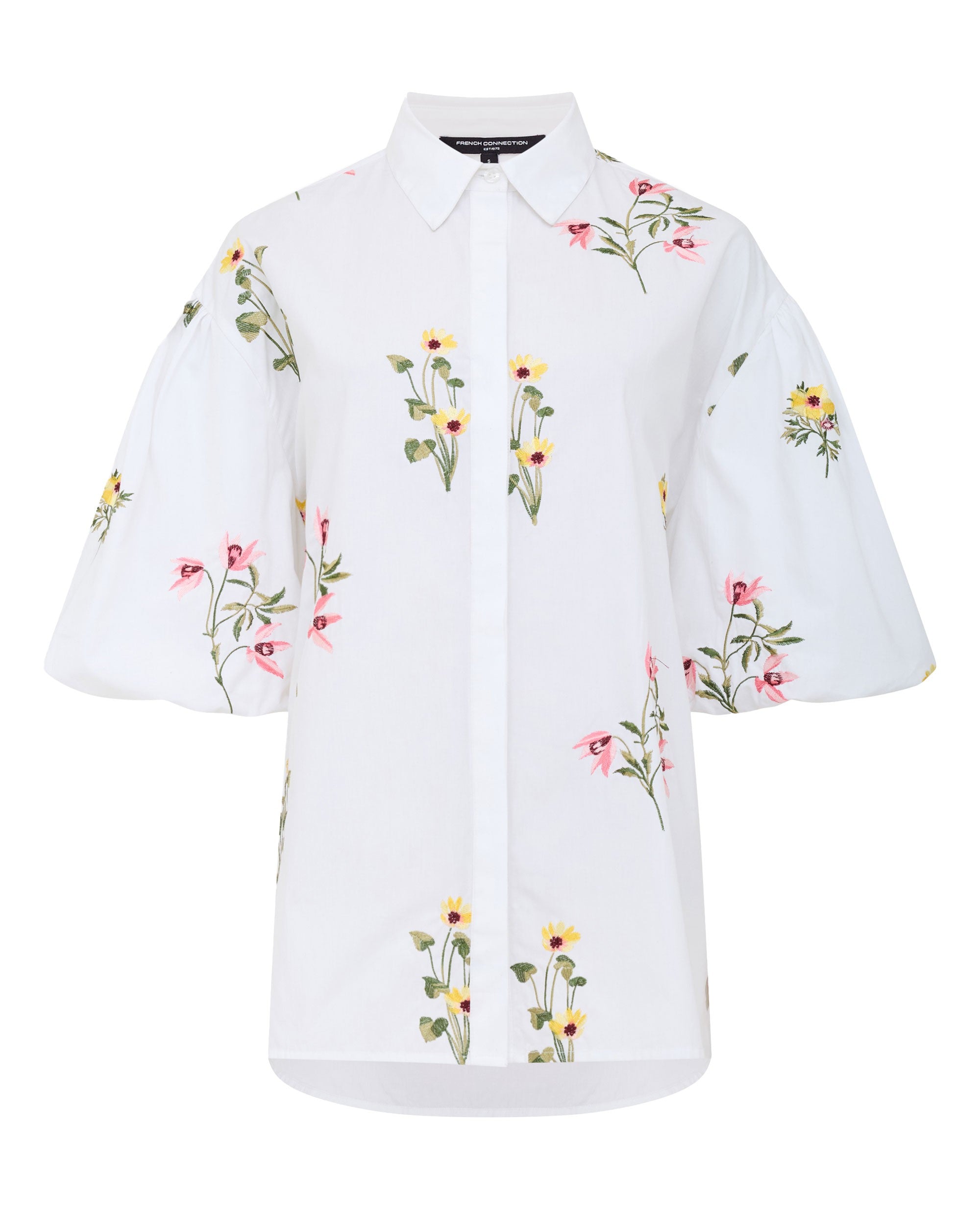 Cambria Cotton Floral Shirt - Linen White