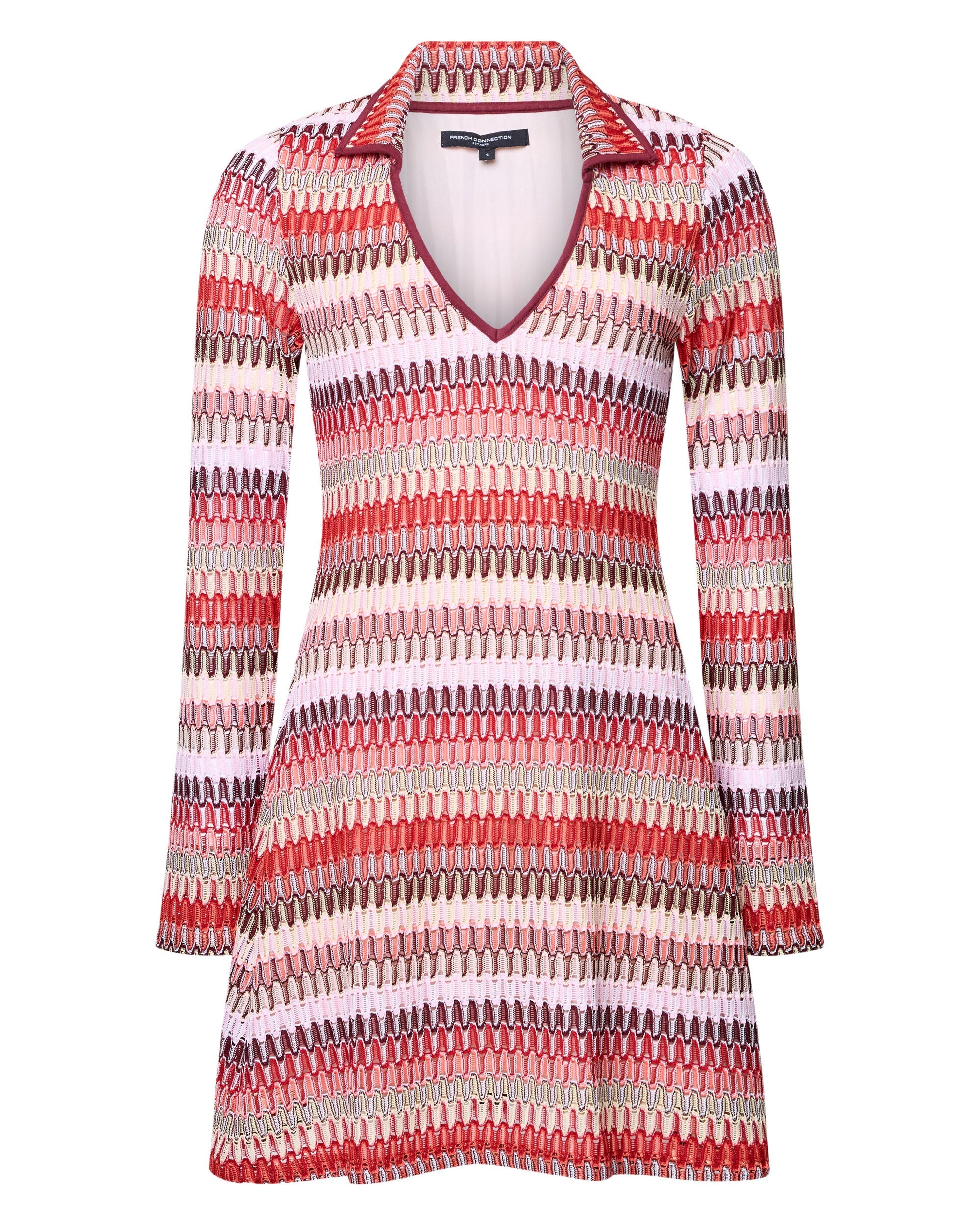 Landmark | French Connection Charleen Crochet Mini Dress in Brick Red Multi