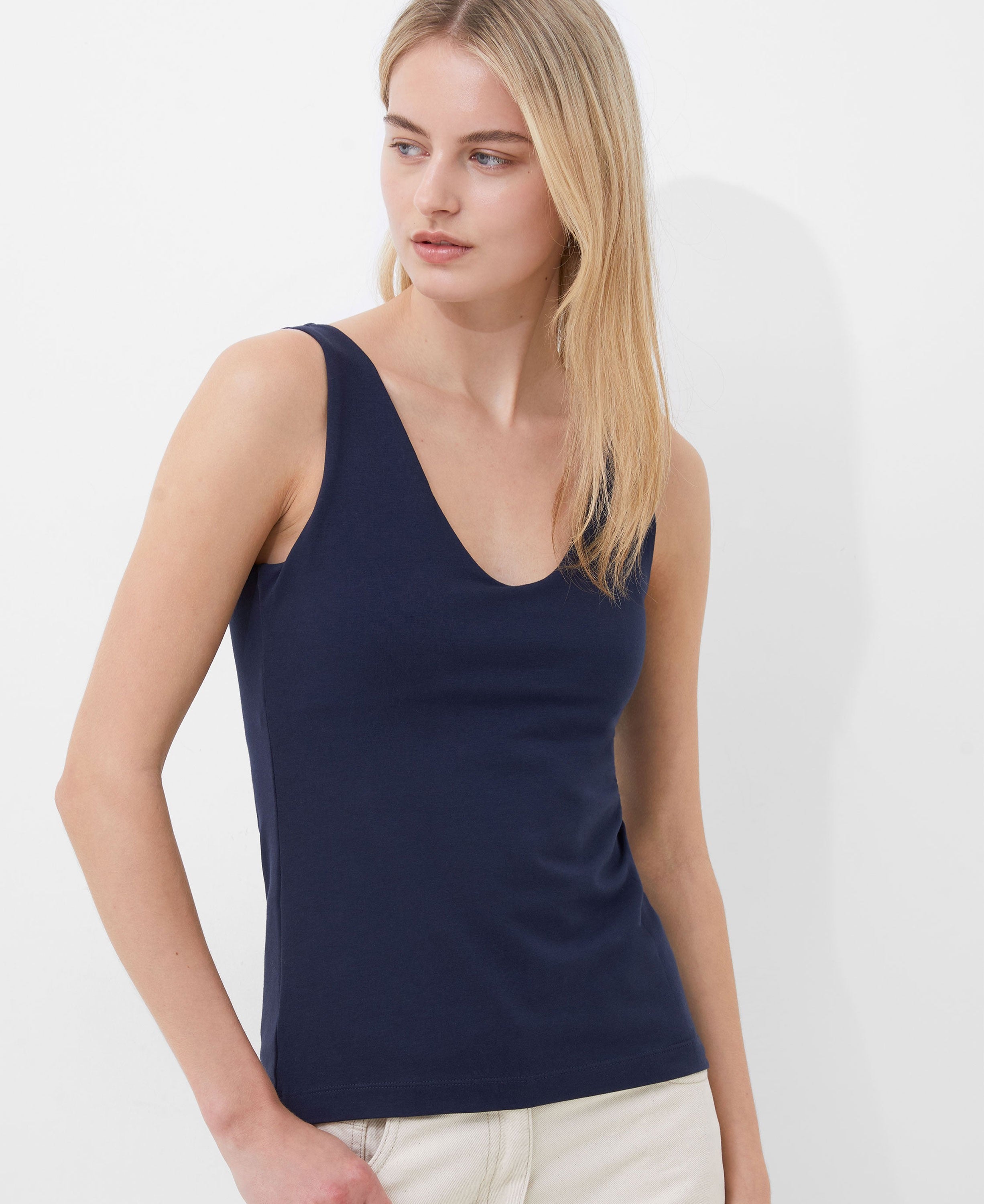 Cotton Organic Stretch Tank - Utility Blue