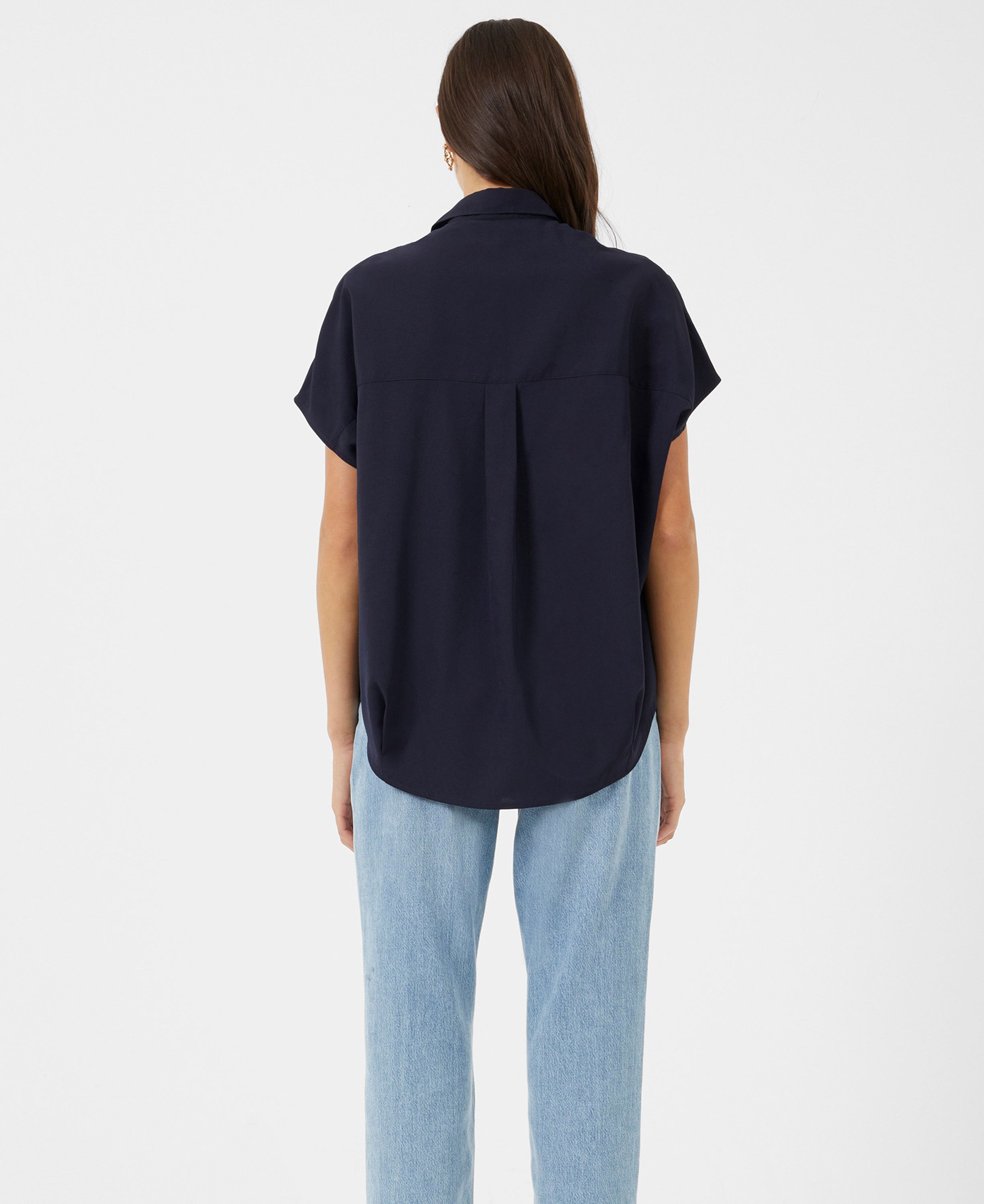 Crepe Light Recycled Popover Shirt - Utility Blue