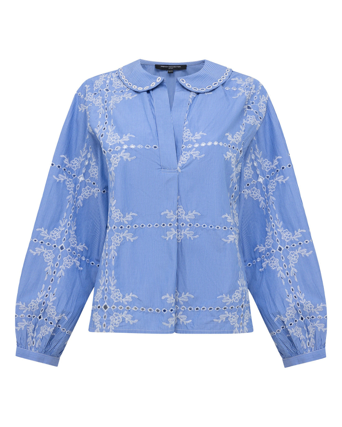 Grayson Peter Pan Collar Top - Blue/White