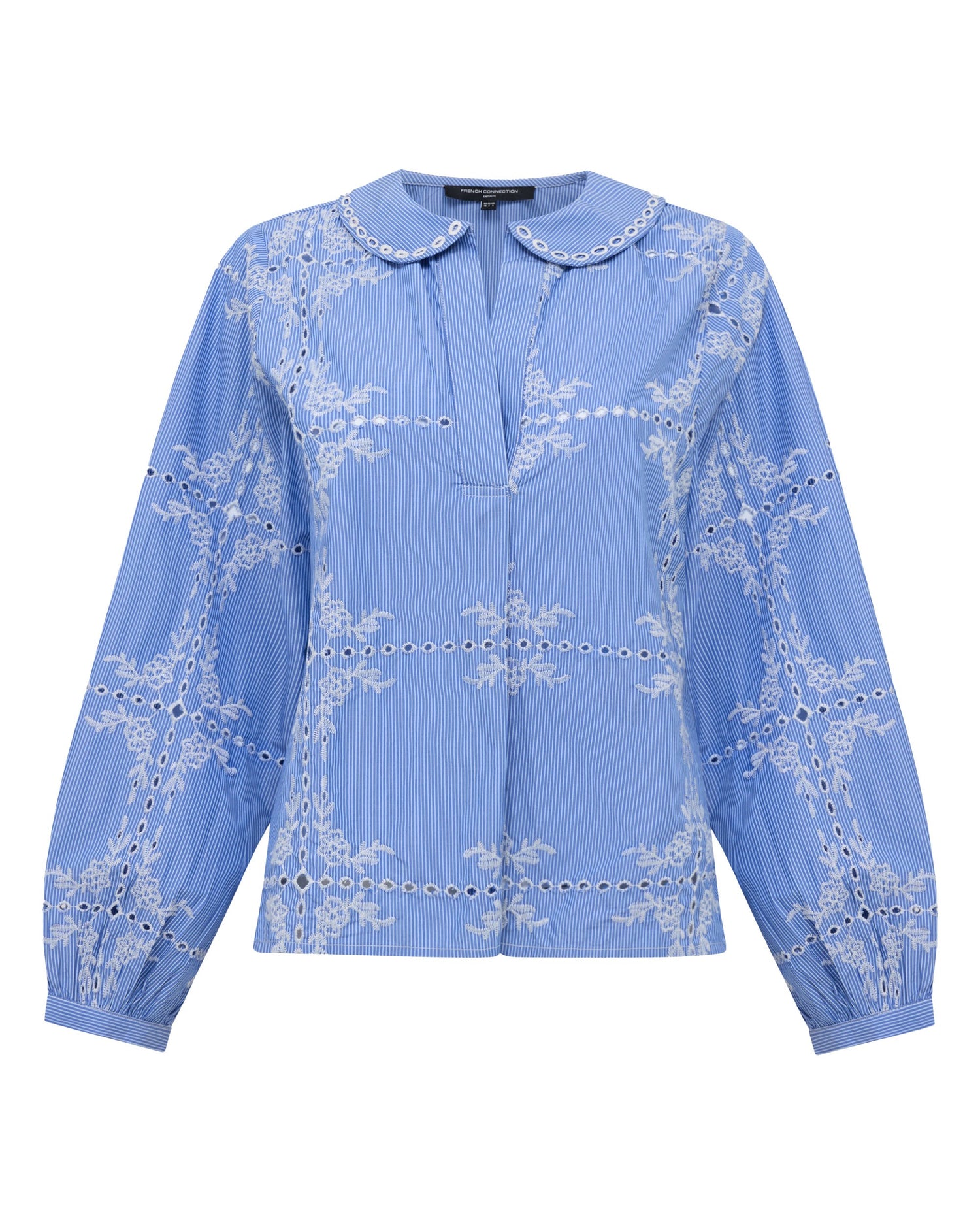 Grayson Peter Pan Collar Top - Blue/White