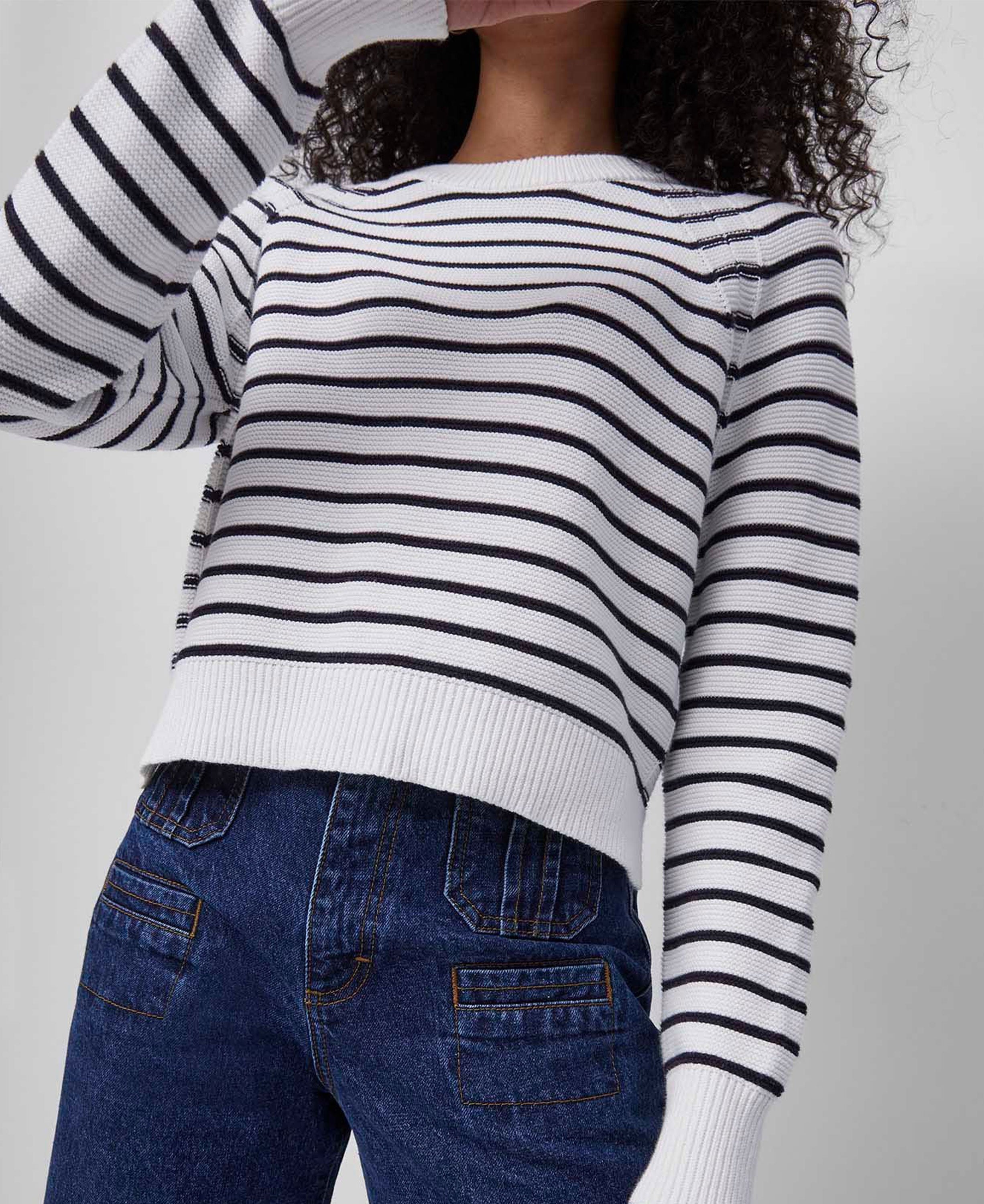 Lillie Mozart Stripe Crew Neck Jumper - Summer White/Utility Blue