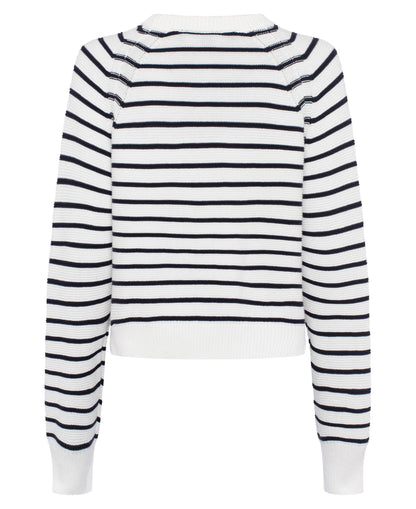 Lillie Mozart Stripe Crew Neck Jumper - Summer White/Utility Blue