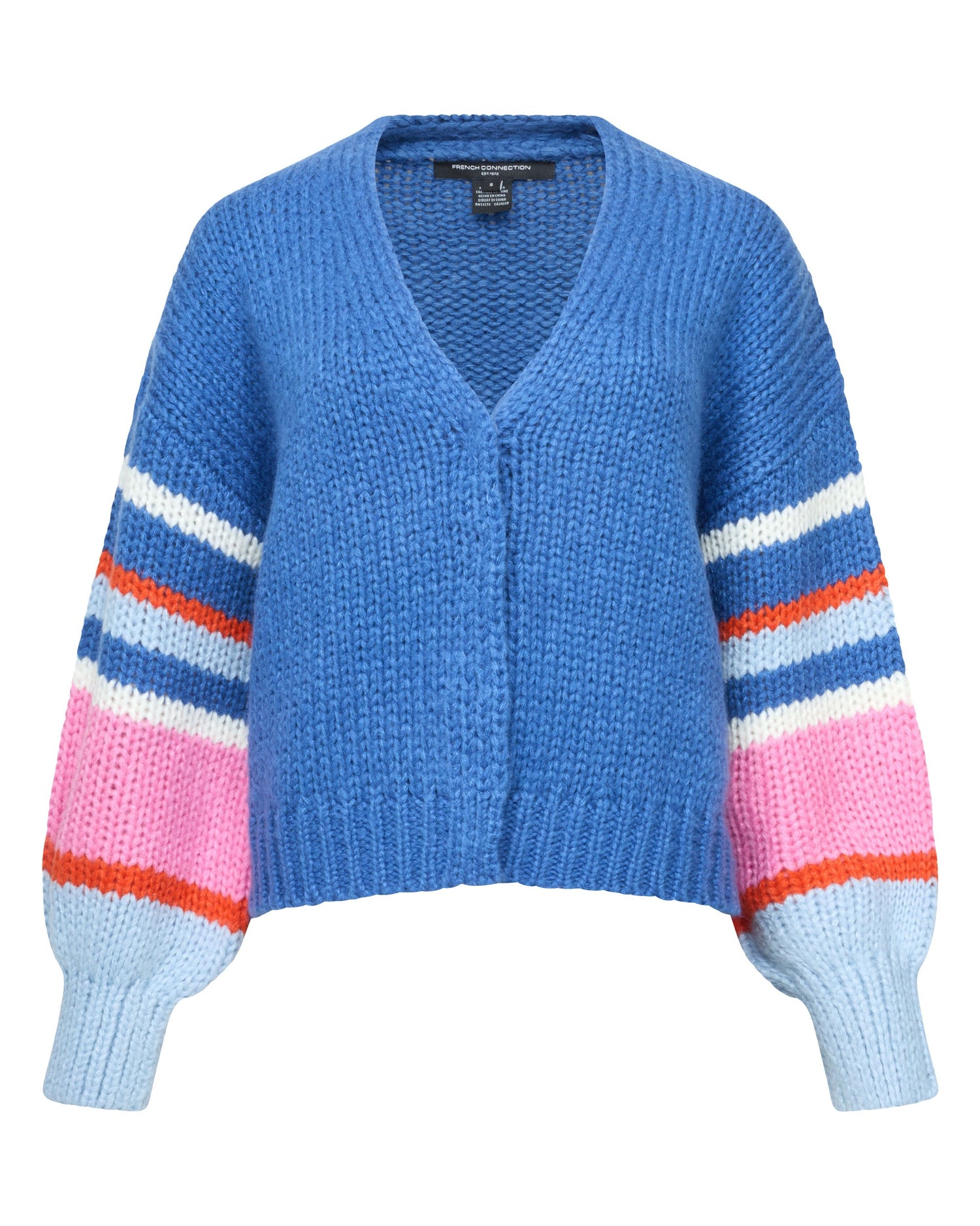 Monroe Coloured Sleeve Cardigan - Azure Blue Multi