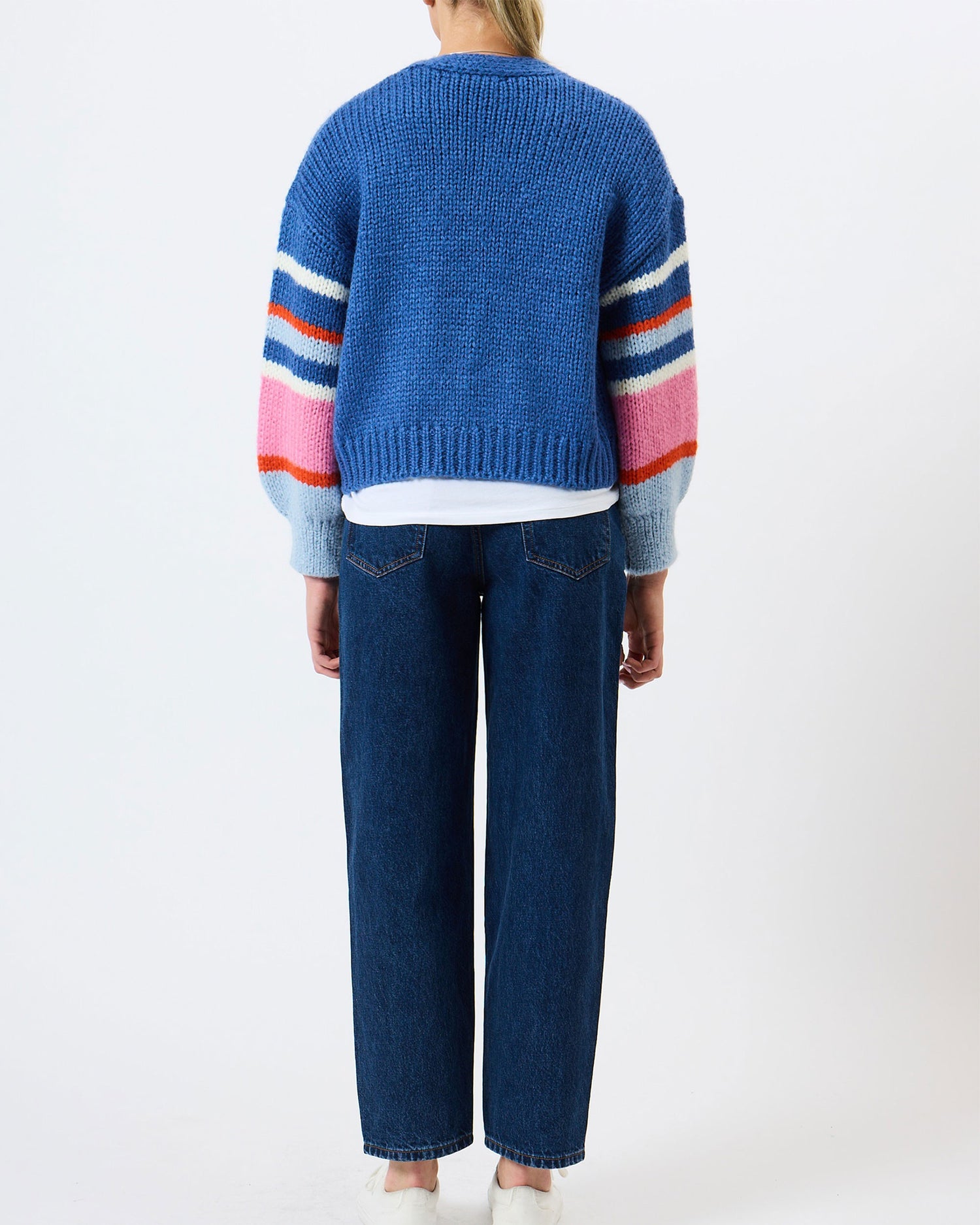 Monroe Coloured Sleeve Cardigan - Azure Blue Multi