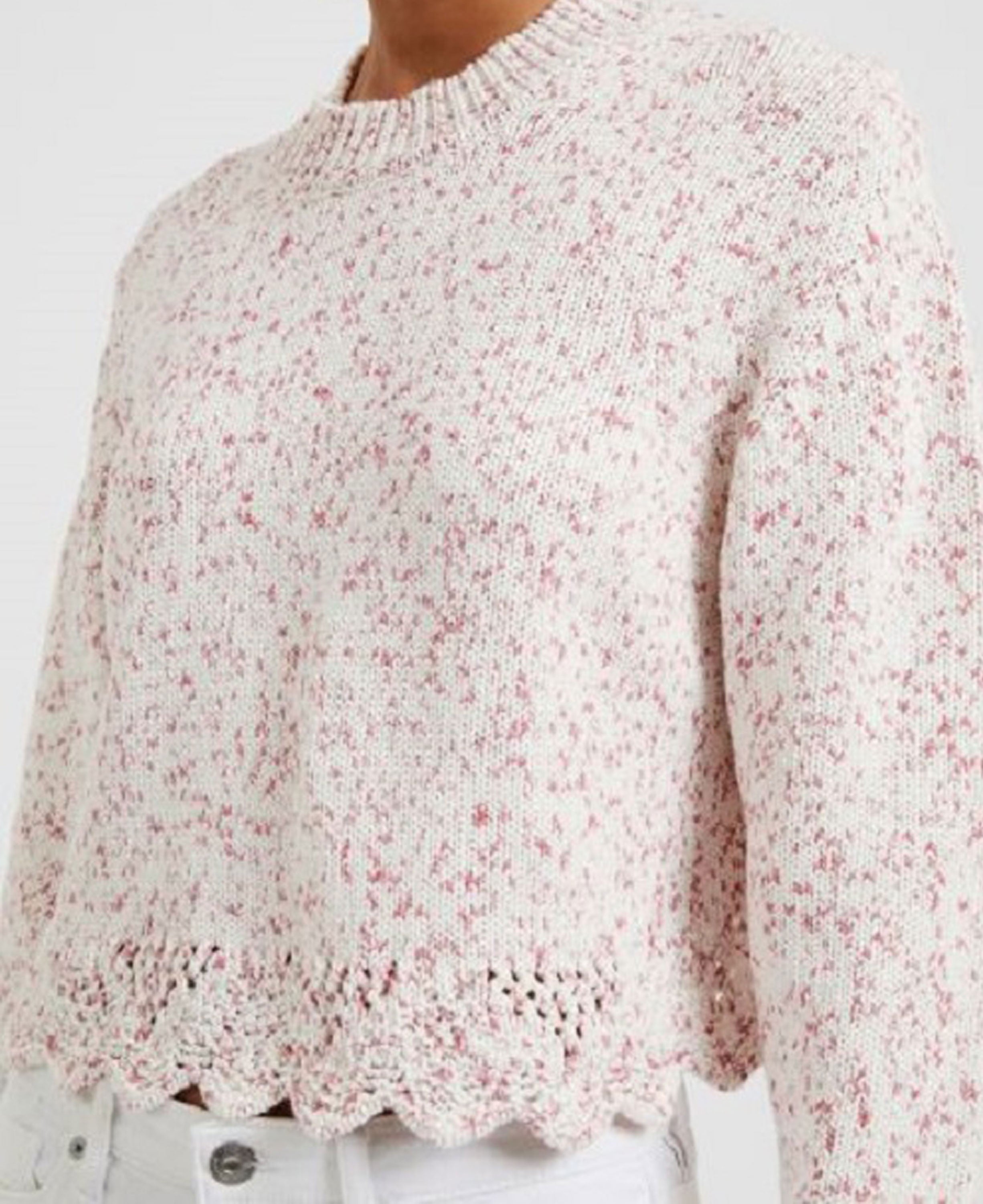 Nevanna Recycled Scallop Hem Sweater - Rose Kiss