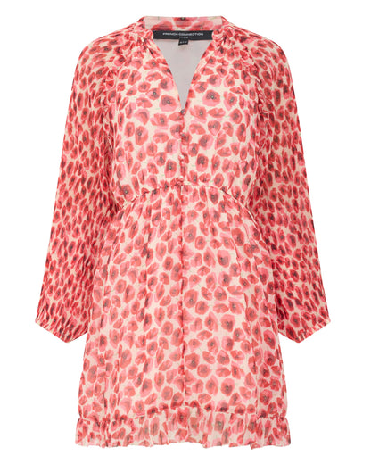 Poppy Emina Pleated Puff Sleeve Mini Dress - Red Multi