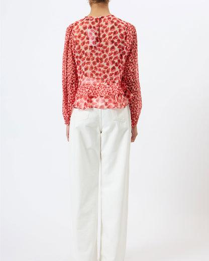 Poppy Emina Semi Sheer Top - Red Multi