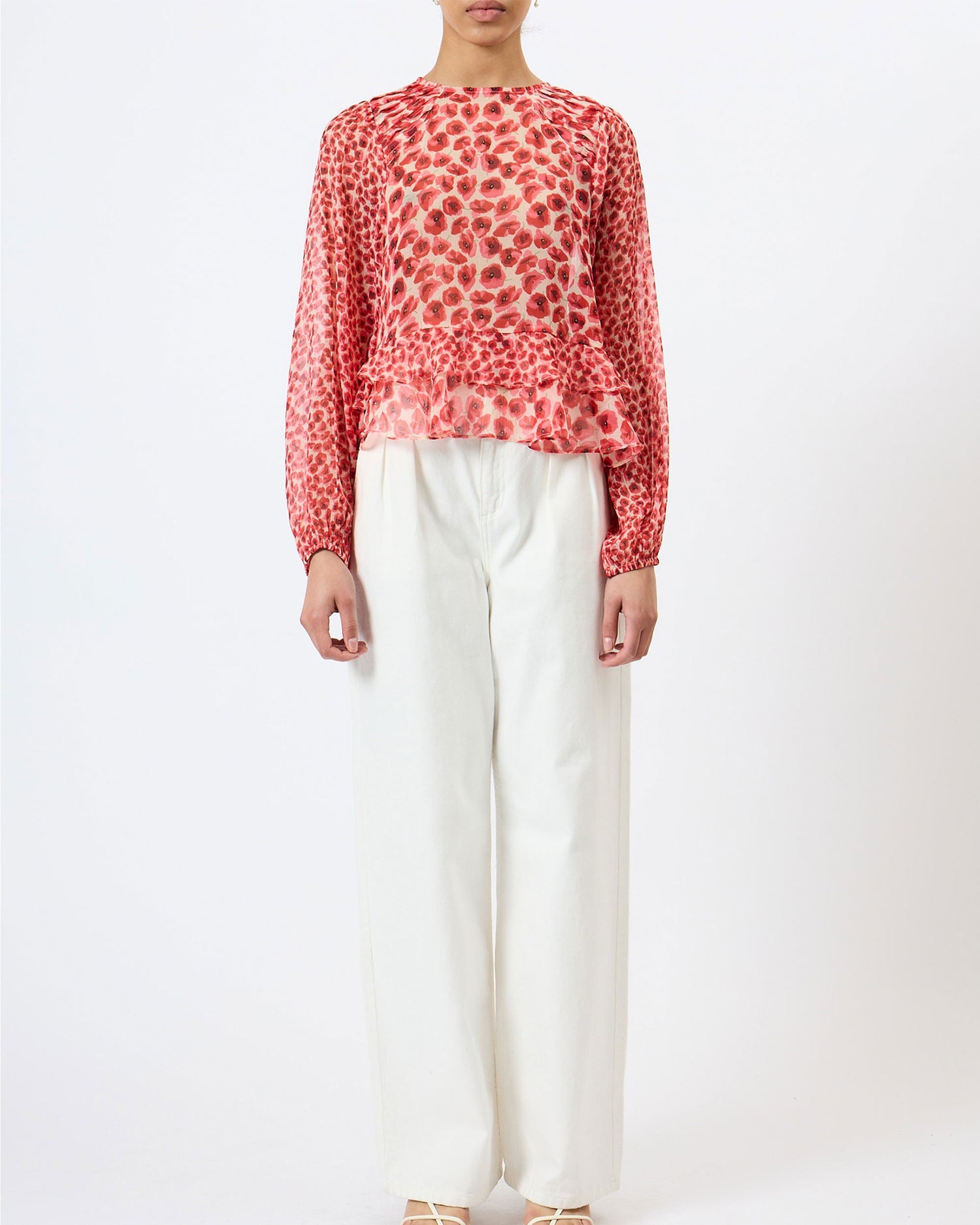 Poppy Emina Semi Sheer Top - Red Multi