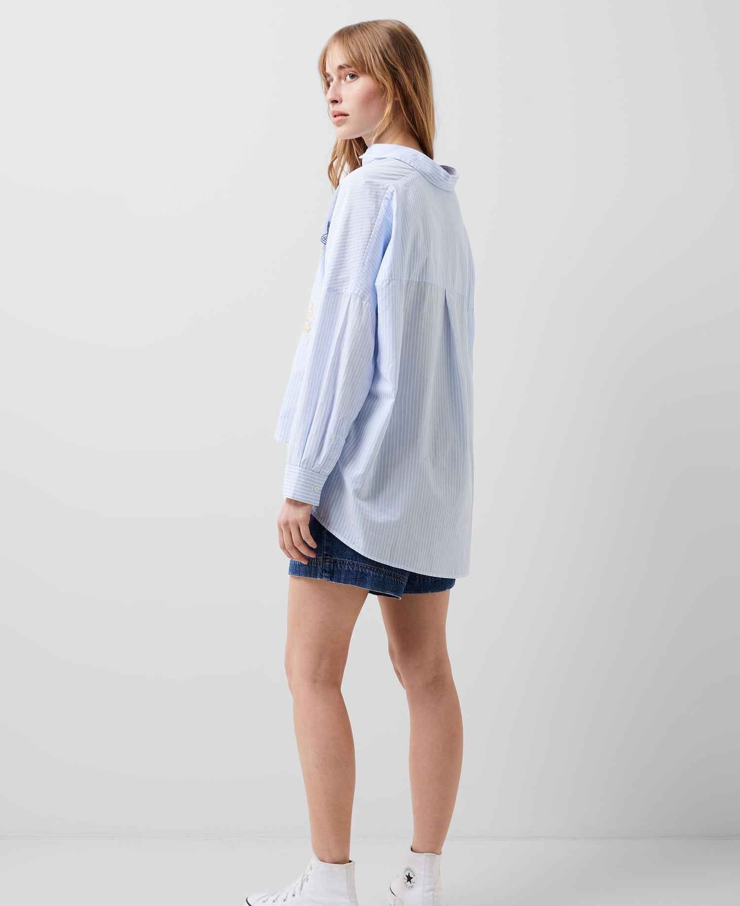 Rhodes Poplin Shirt - Linen White/Blue