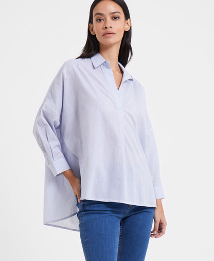 Rhodes Stripe Popover Shirt - Blue/White