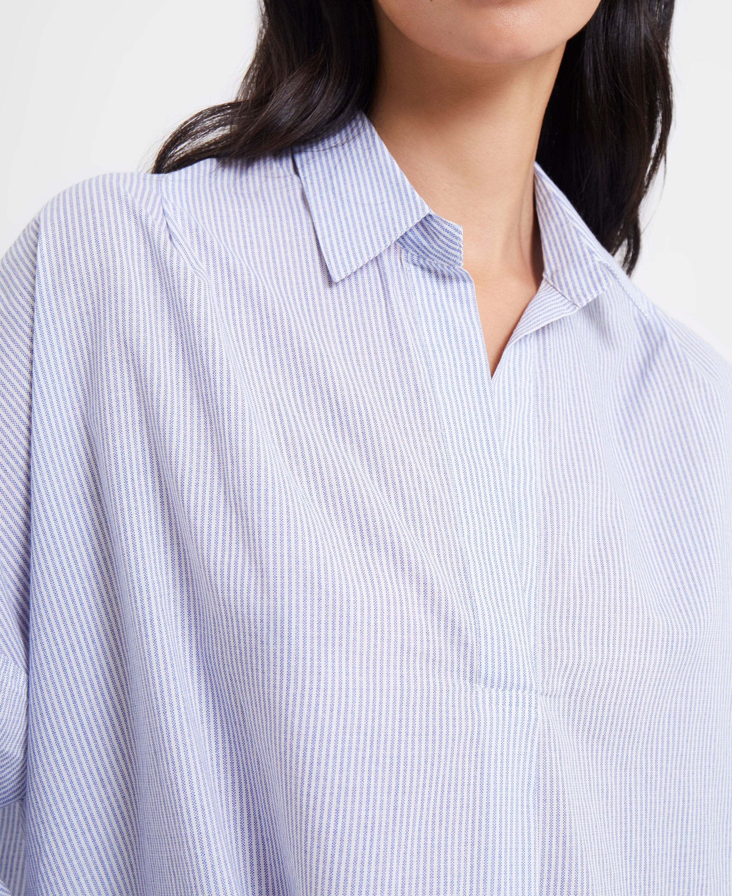 Rhodes Stripe Popover Shirt - Blue/White