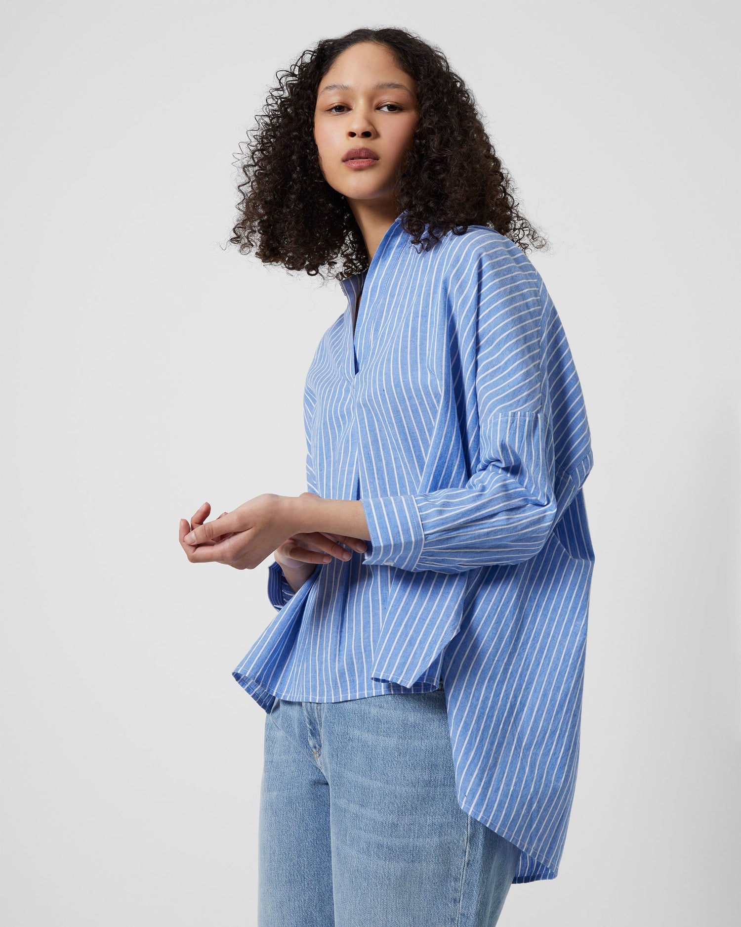 Rhodes Wider Stripe Popover - Blue/White