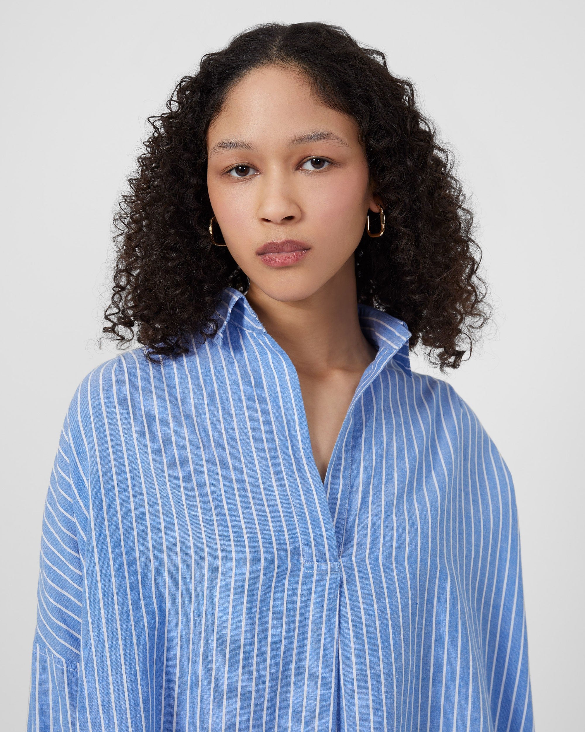Rhodes Wider Stripe Popover - Blue/White