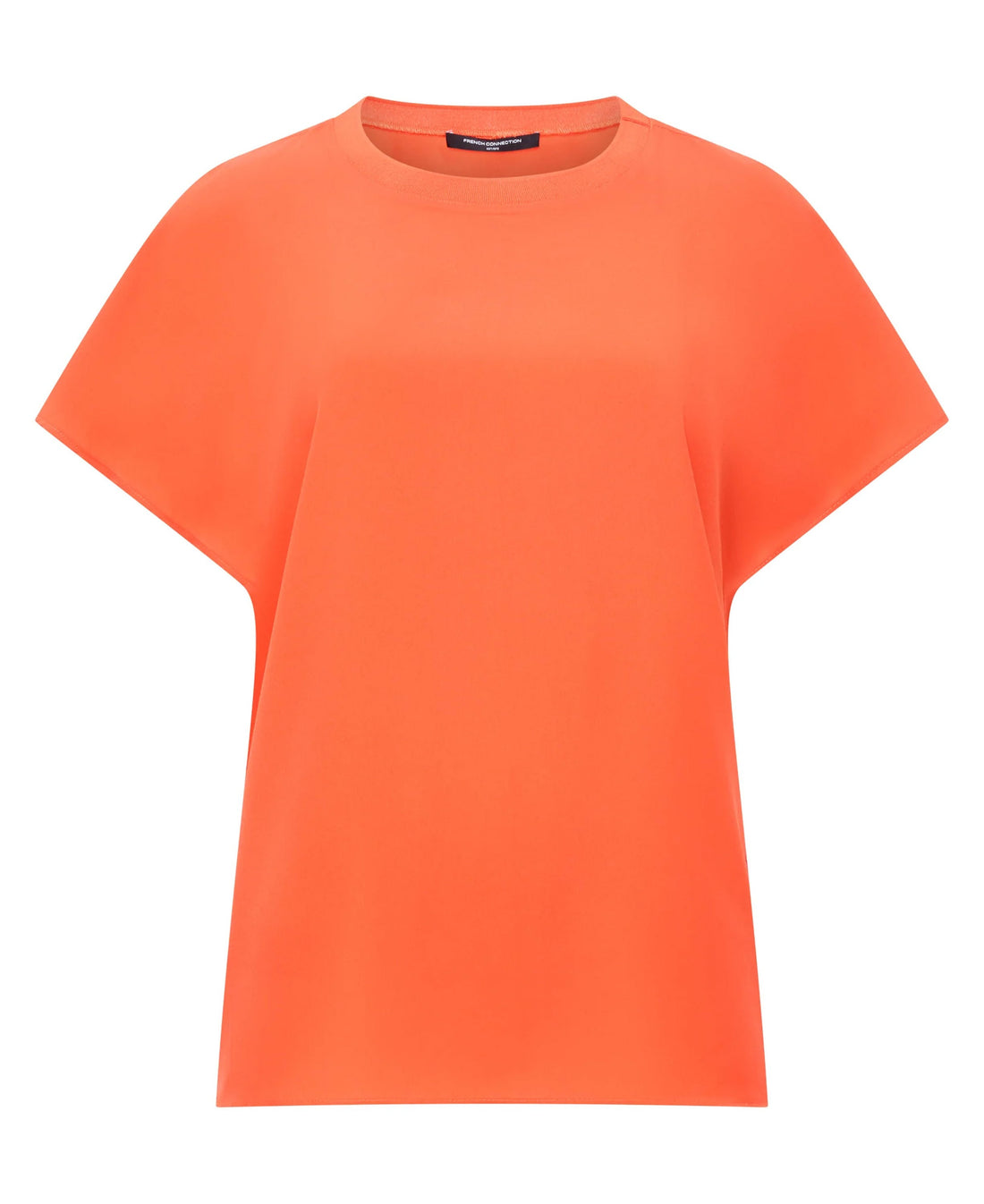 Crepe Light Crew Neck Top - Flame Orange