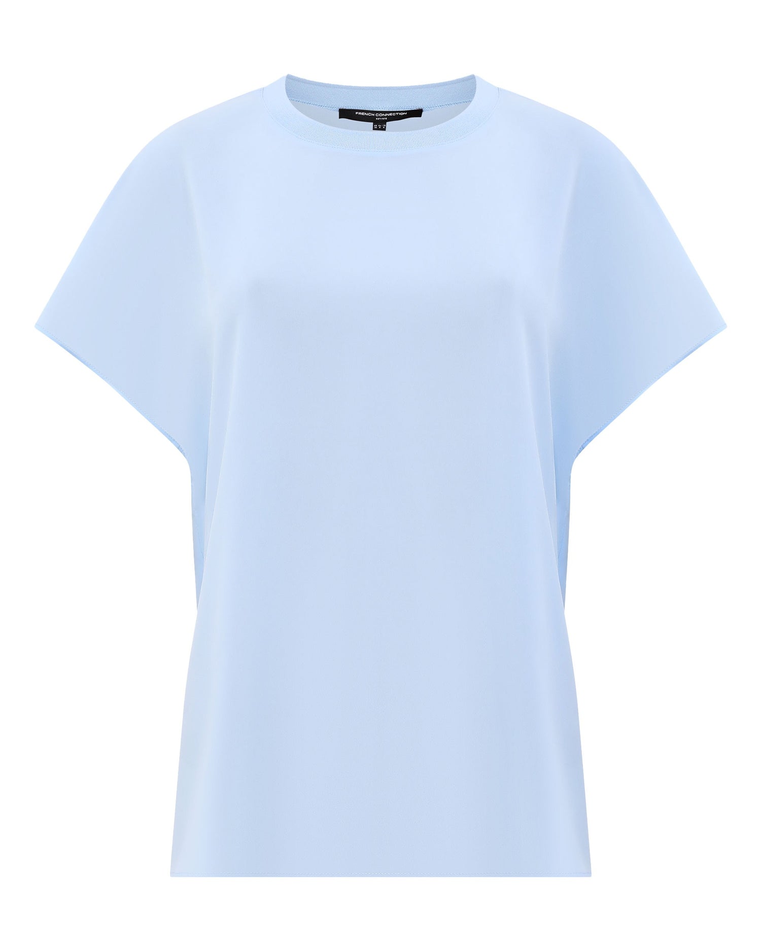 Crepe Light Crew Neck Top - Arctic Blue