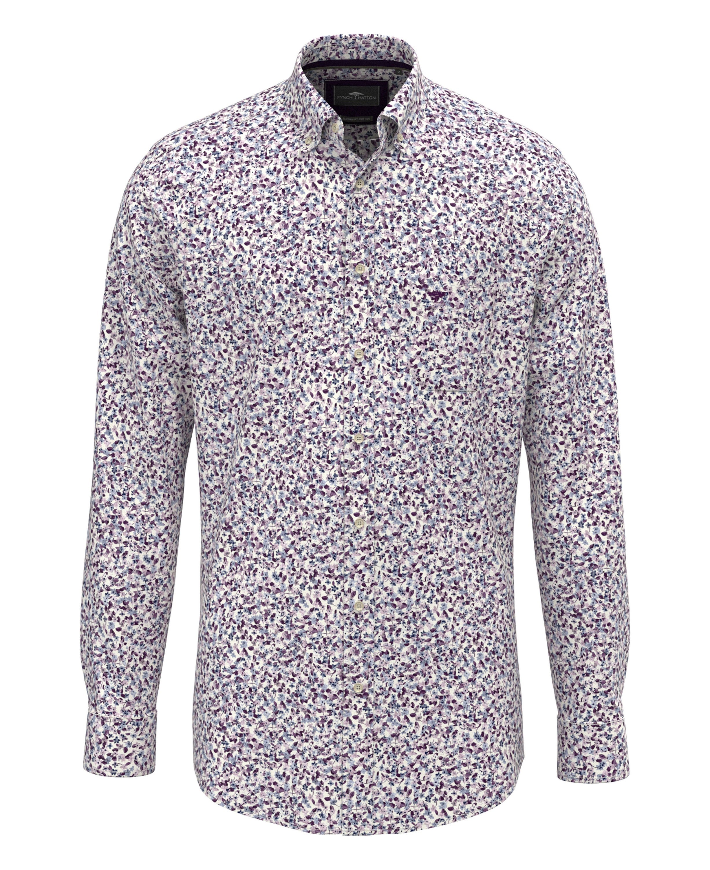Flower Print Button down 1/1 - Aubergine