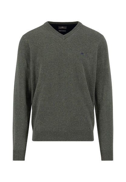 Lambswool V-Neck Jumper - Dark Ivy
