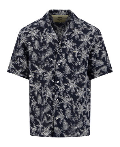 Linen Resort Shirt 1/2 - Navy