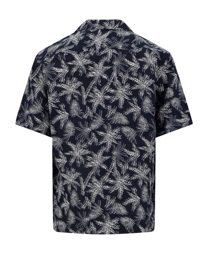 Linen Resort Shirt 1/2 - Navy