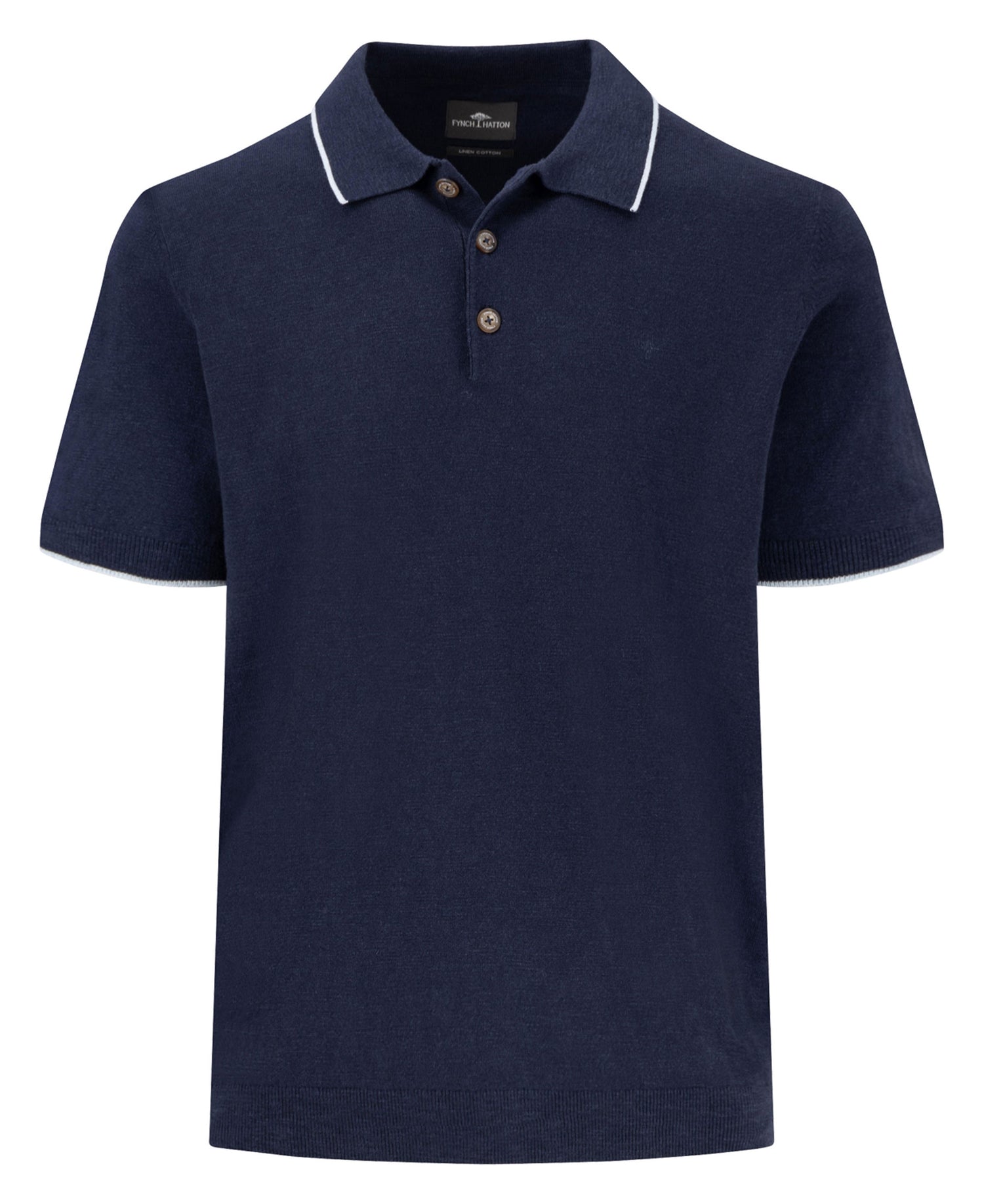 Cotton Linen Polo Shirt - Navy