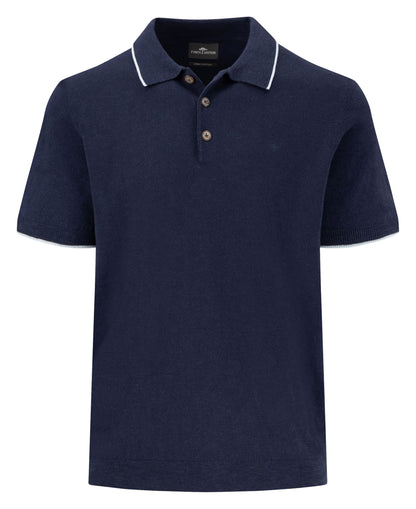 Cotton Linen Polo Shirt - Navy