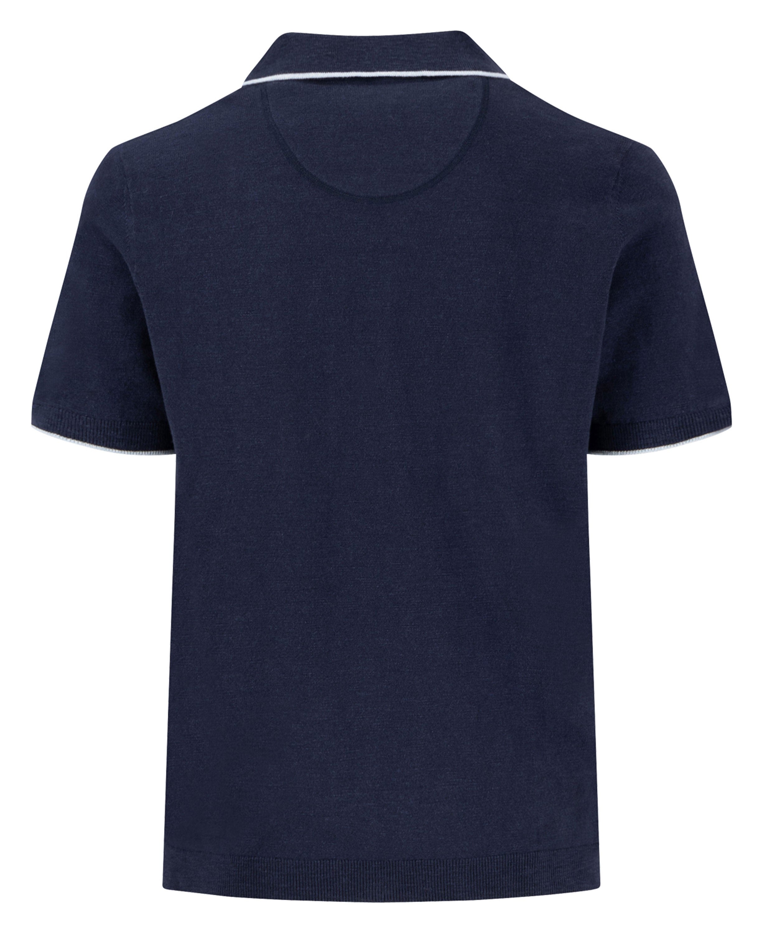 Cotton Linen Polo Shirt - Navy