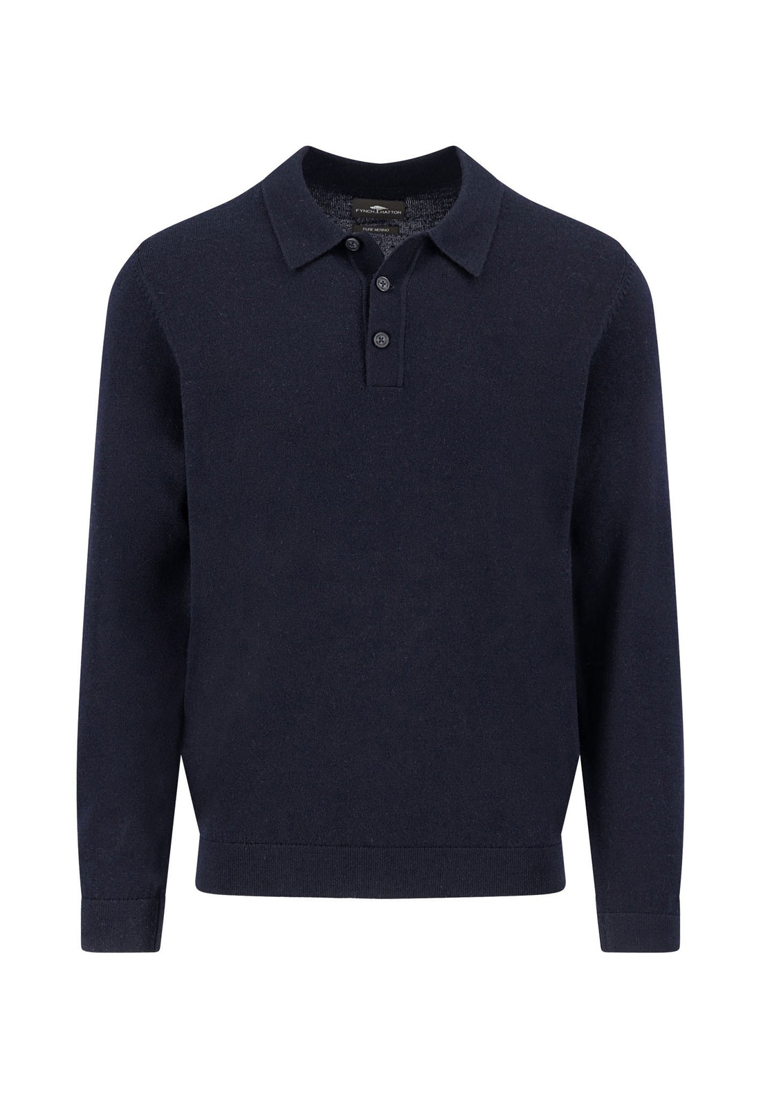 Polo Collar Merino Jumper - Navy