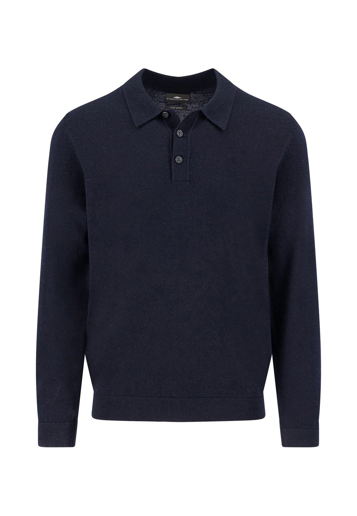 Polo Collar Merino Jumper - Navy