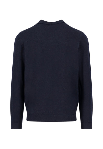 Polo Collar Merino Jumper - Navy