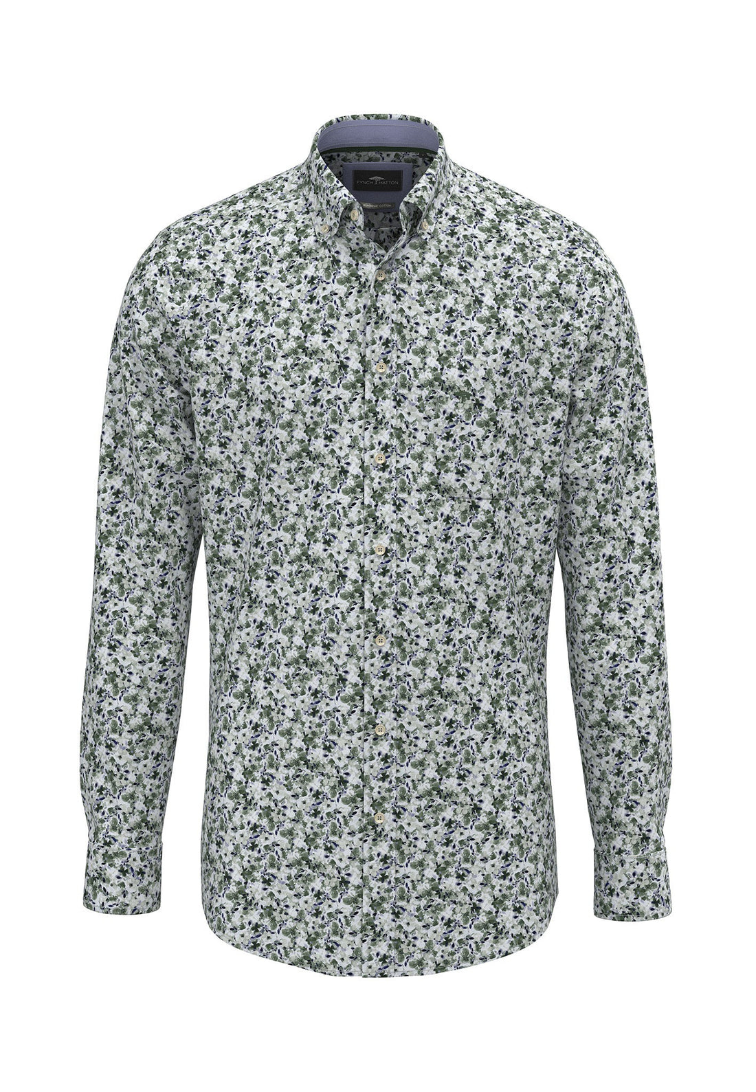 Premium Flower Print Button Down Shirt  - Dark Leaf