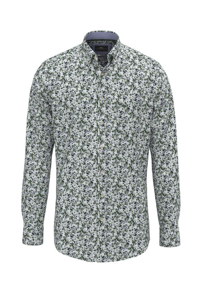 Premium Flower Print Button Down Shirt  - Dark Leaf