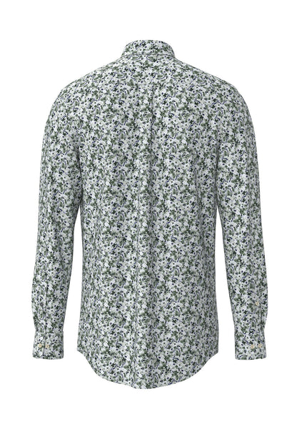 Premium Flower Print Button Down Shirt  - Dark Leaf