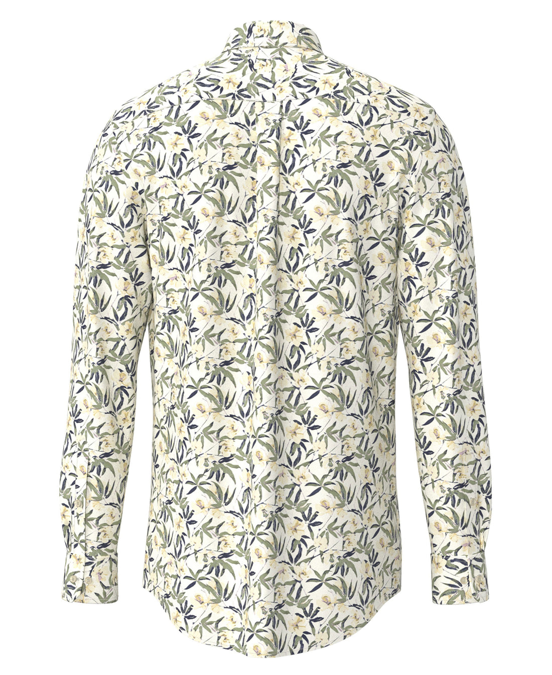 Slub Flower Print Button-down - Pale Yellow