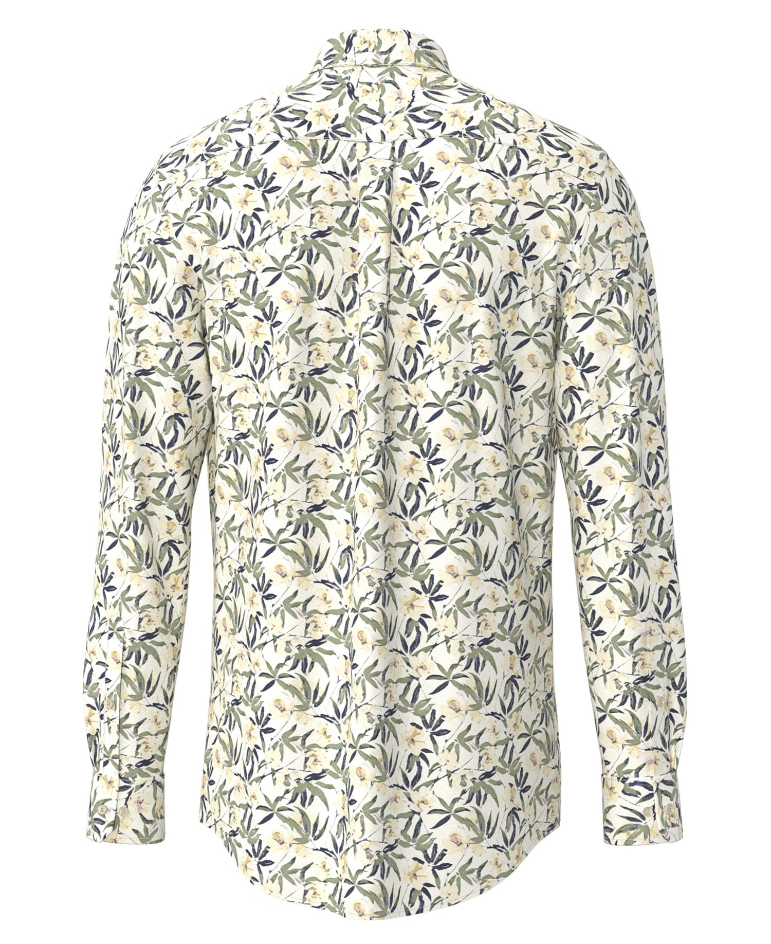Slub Flower Print Button-down - Pale Yellow