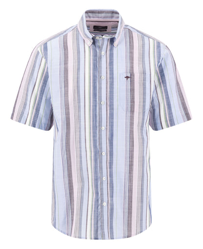 Slub Stripe Button-down  - Aubergine